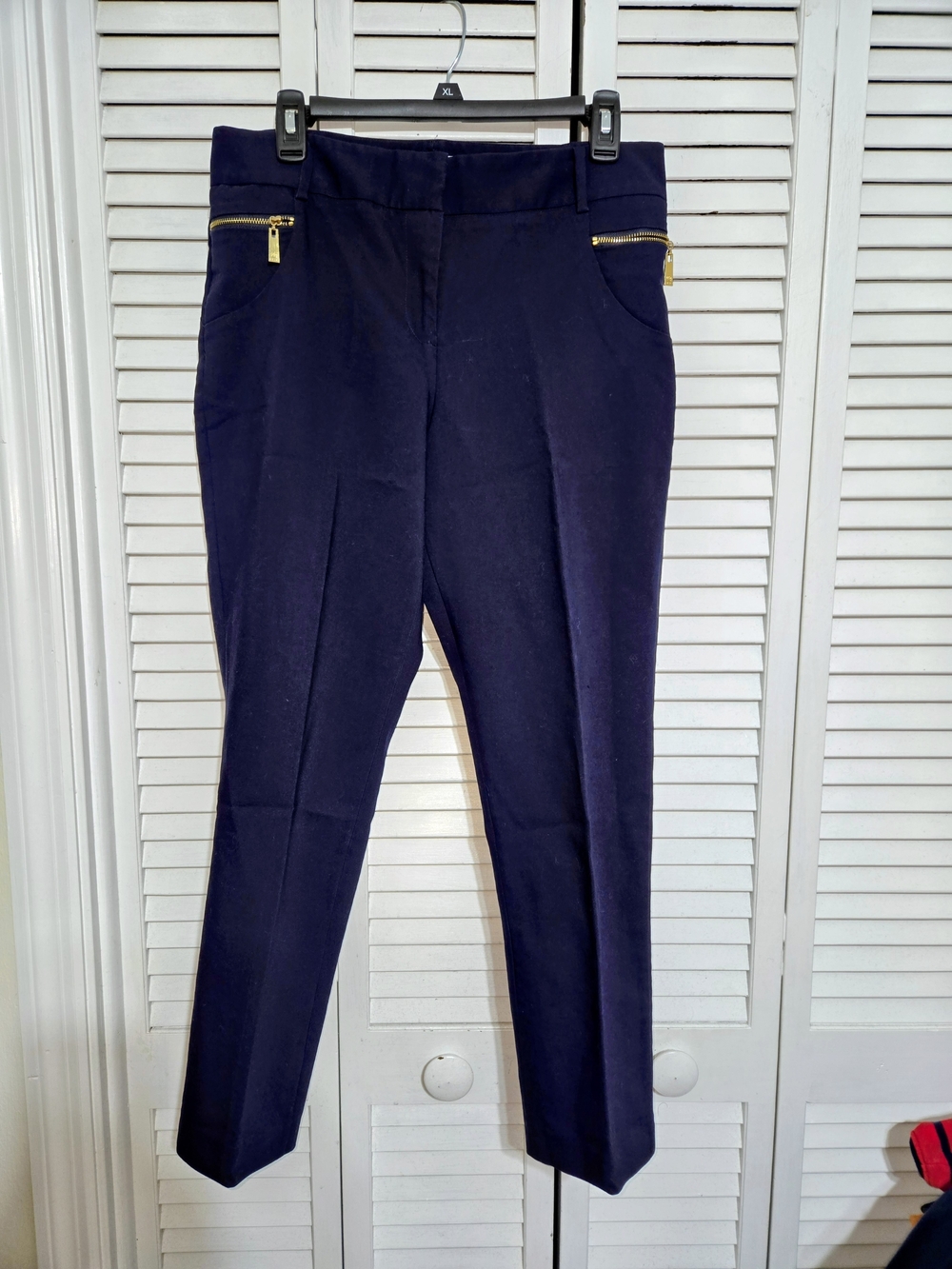 Chaus Women's 8 Navy Pants with Gold Zipper Accents
